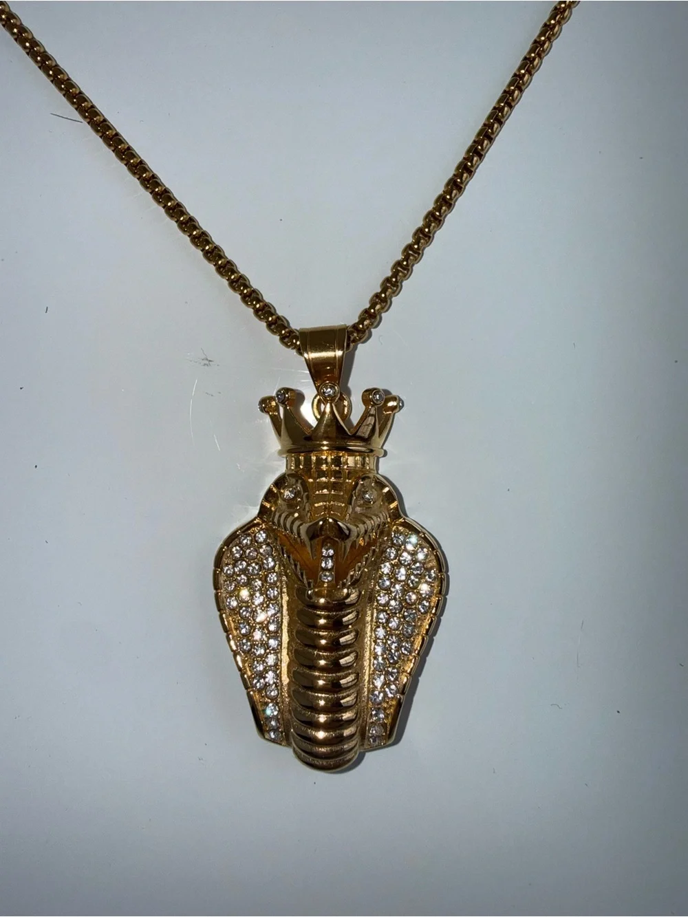 STEELESS Gold Plated Gold Cobra Crown Pendant Necklace - Gold